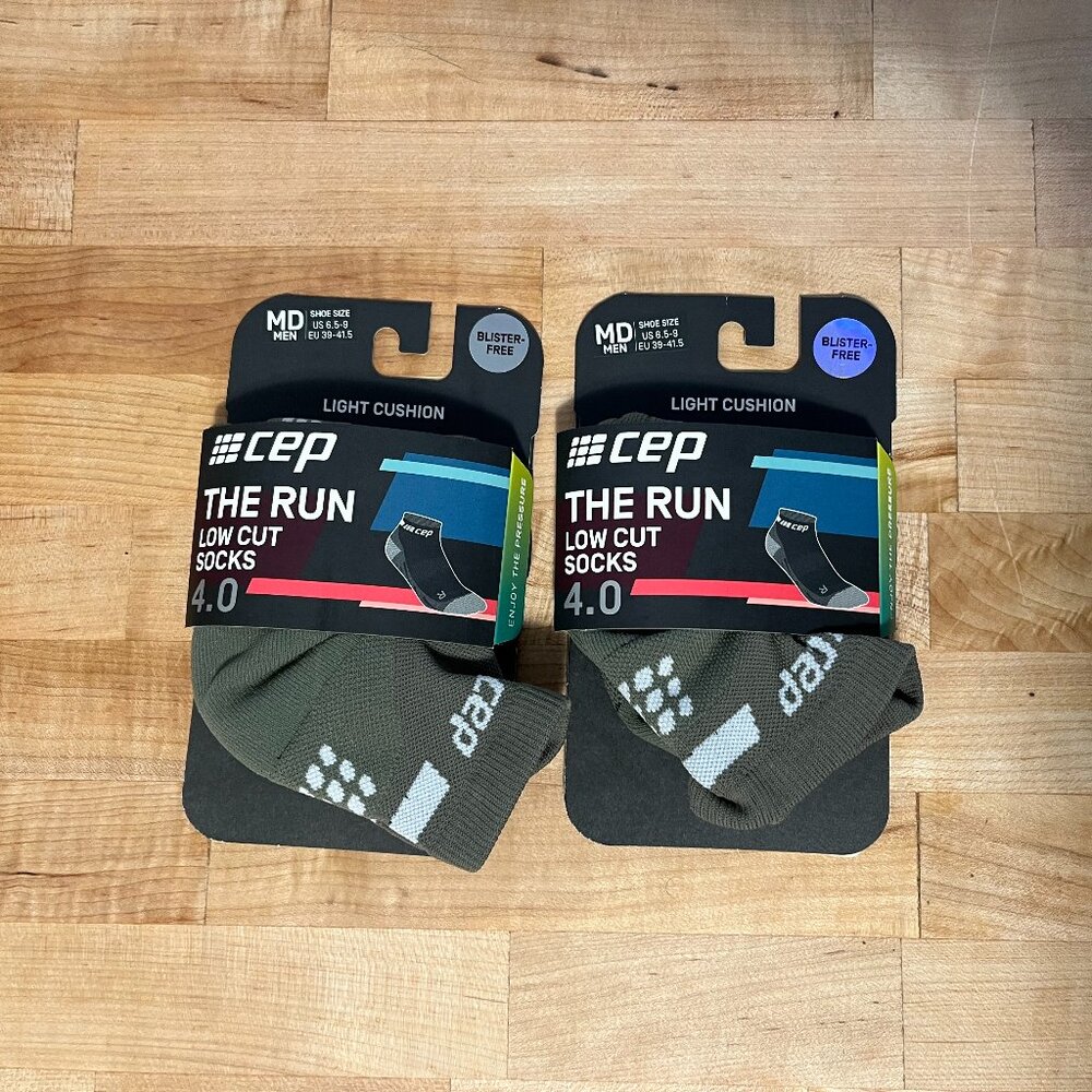 Lot of 2 Pairs New Men's Medium CEP Compression 4.0 Low Cut The Run Ankle Socks